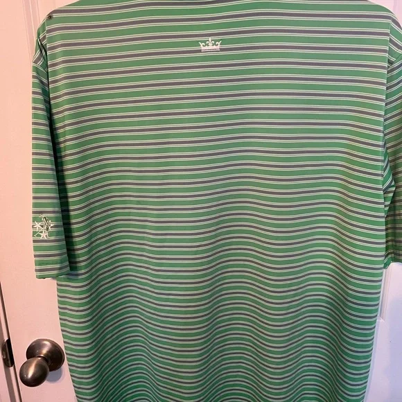 Peter Millar Men's Green Striped Polo Shirt - Picture 3 of 5
